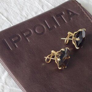 Rare IPPOLITA 18K Yellow Gold Rock Candy Gemma Pierced Earrings ~ Smokey Quartz